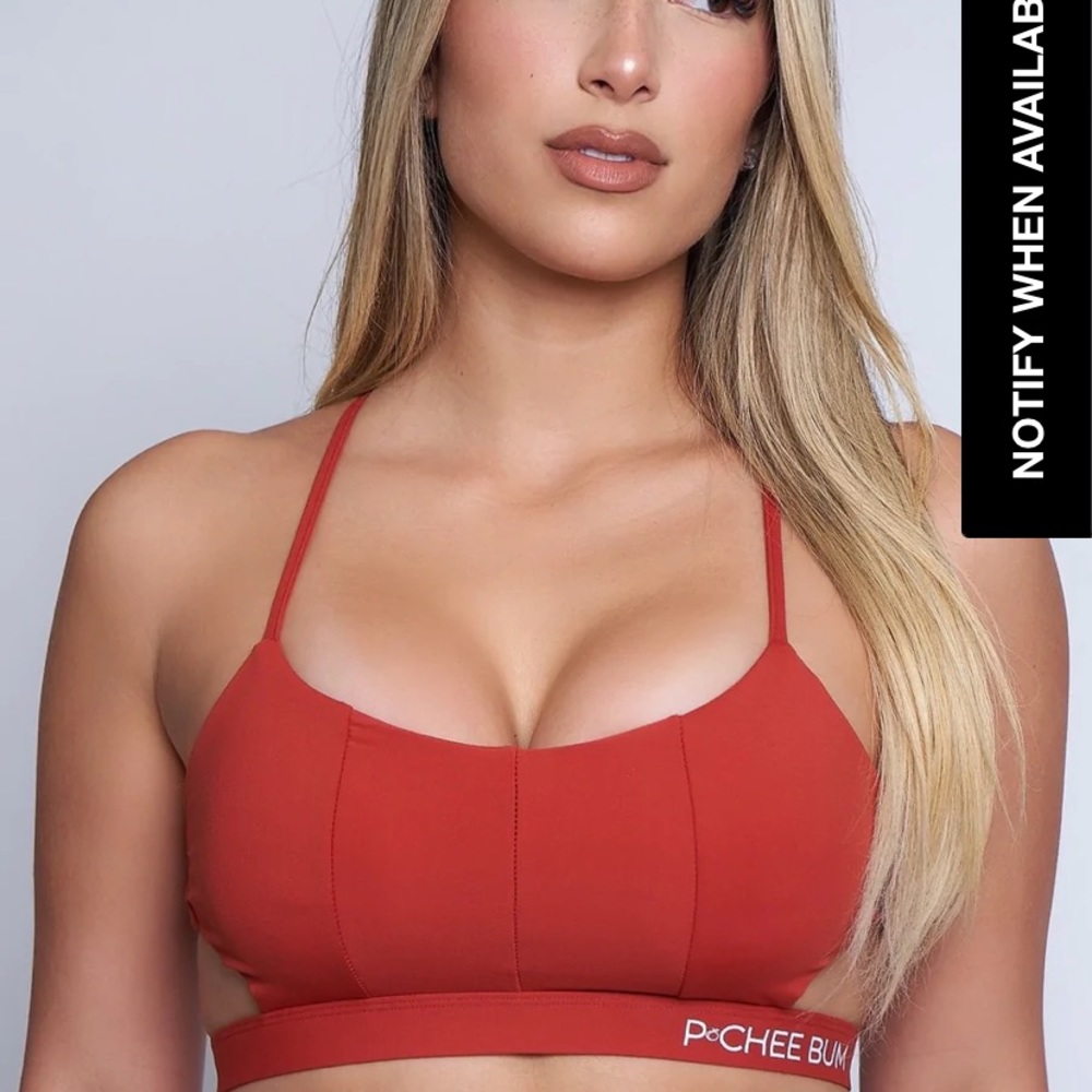 Red sports bra